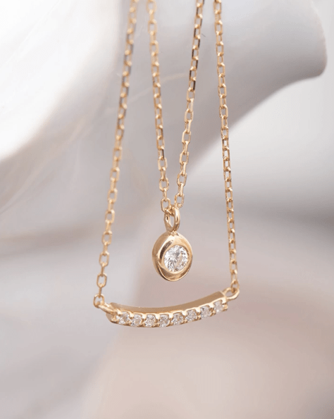 NKL-14K 14kt Gold Magma Single Diamond Necklace