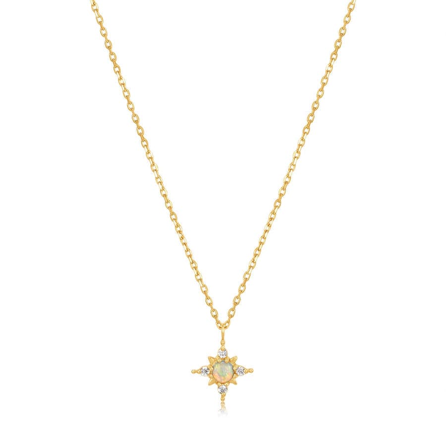 
                      
                        NKL-14K 14kt Gold Opal and White Sapphire Star Necklace
                      
                    