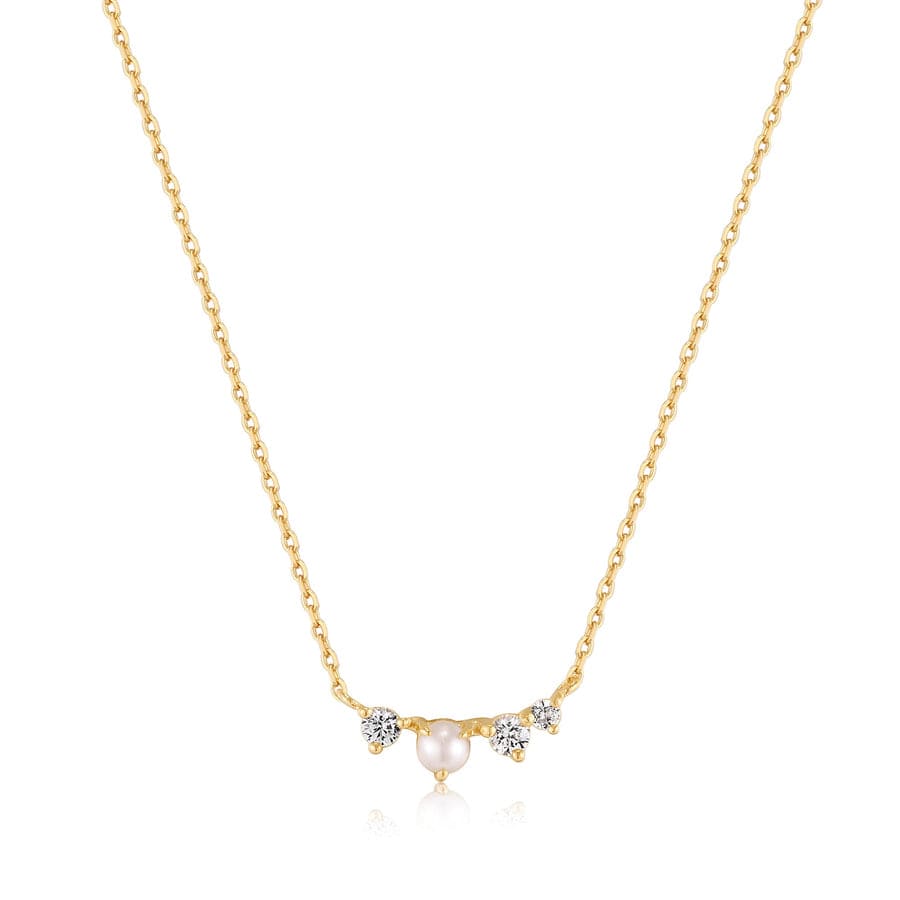 NKL-14K 14kt Gold Pearl and White Sapphire Radiance Necklace