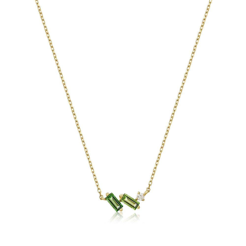 NKL-14K 14kt Gold Tourmaline and White Sapphire Necklace