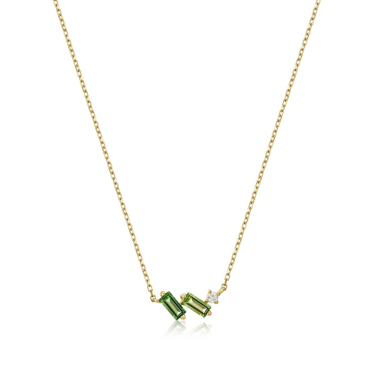 NKL-14K 14kt Gold Tourmaline and White Sapphire Necklace