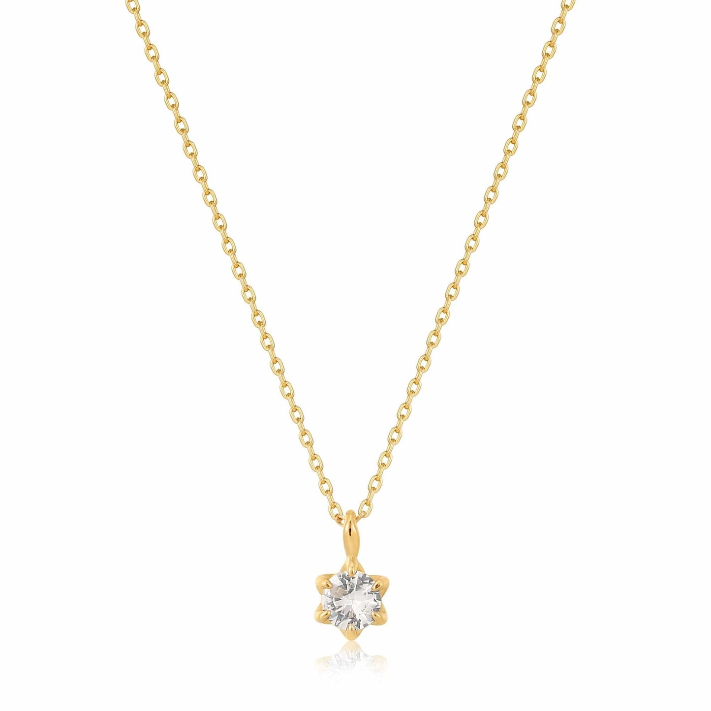 NKL-14K 14kt Gold White Sapphire Pendant Necklace