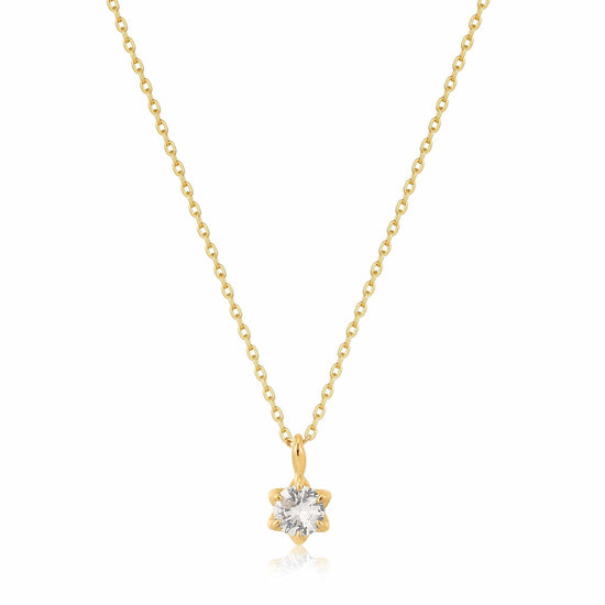 NKL-14K 14kt Gold White Sapphire Pendant Necklace