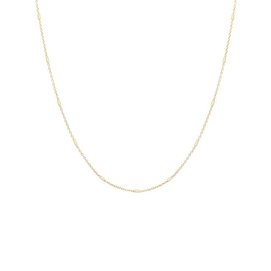 NKL-14K 16" 14K GOLD TINY BAR CABLE CHAIN NECKLACE