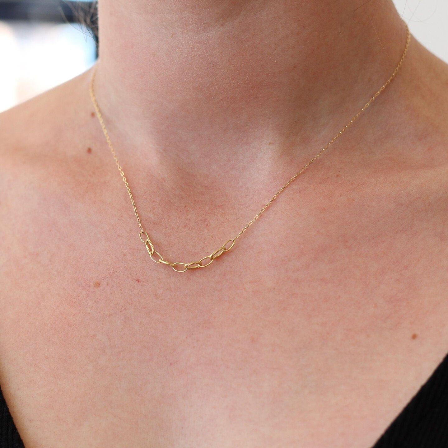 NKL-14K 18k Gold Baby Bowline Segment Necklace