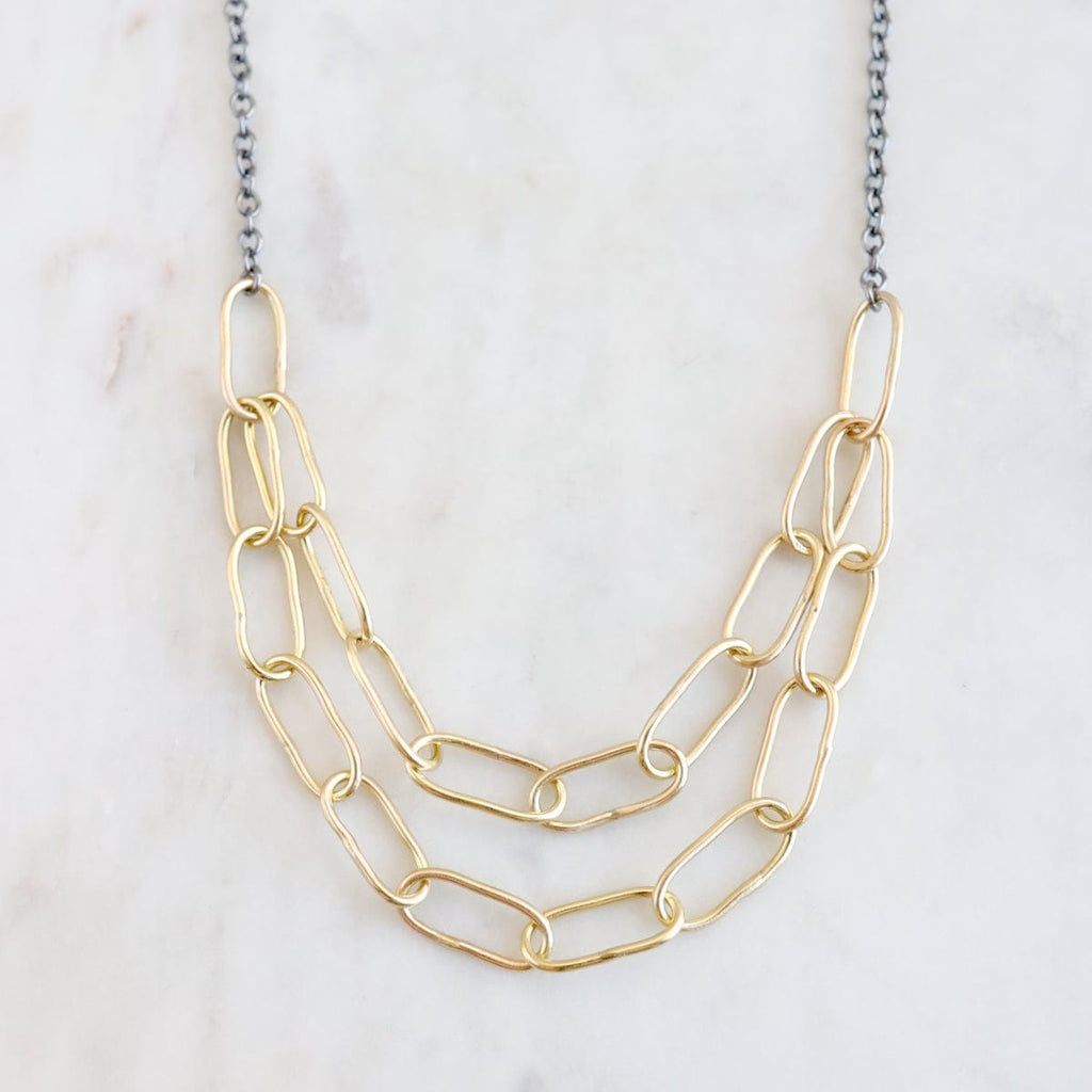 Sterling Silver & 14k Yellow Gold ID Necklace