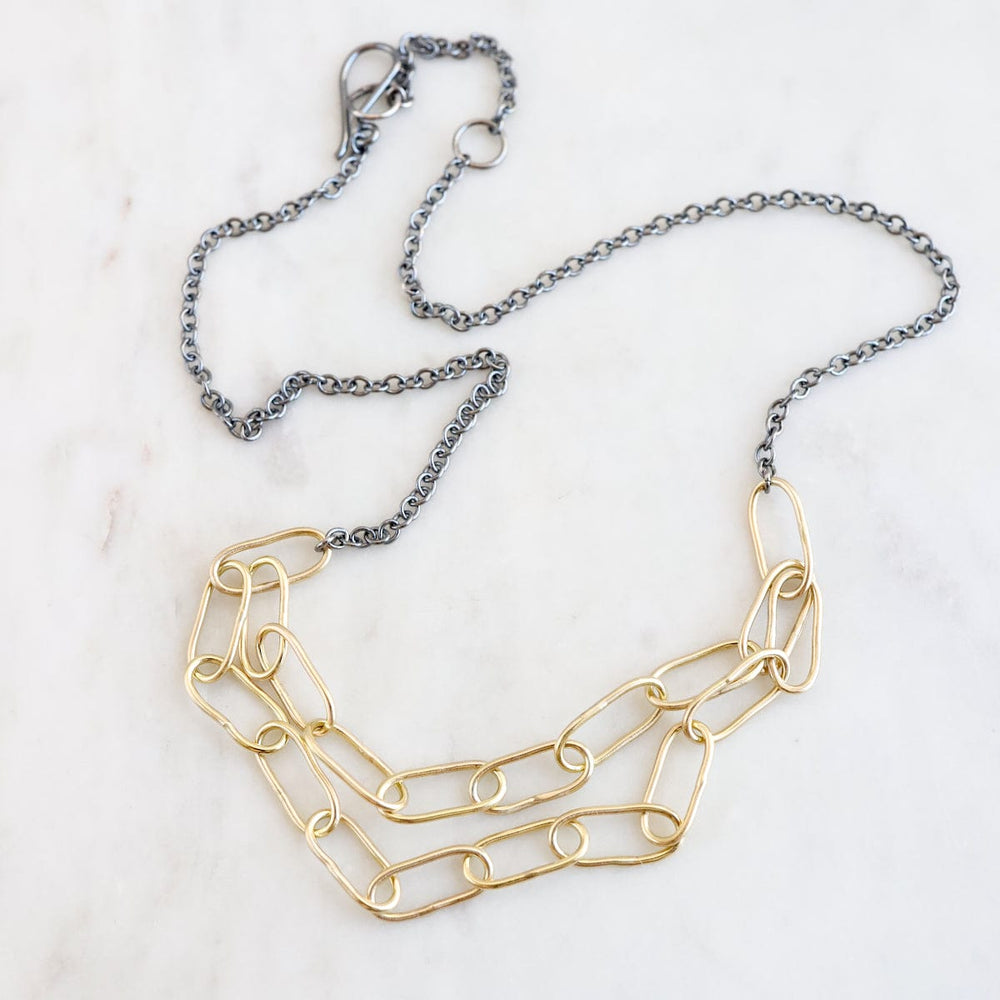 
                  
                    NKL-14K 2 Layer 14K Gold & Oxidized Sterling Silver Necklace
                  
                