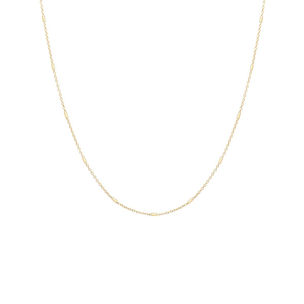 NKL-14K 20" 14k Gold Tiny Bar & Cable Chain Necklace