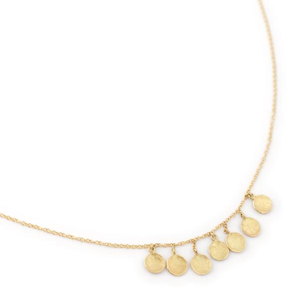 
                      
                        NKL-14K 7 Hammered Disc Cluster Necklace
                      
                    