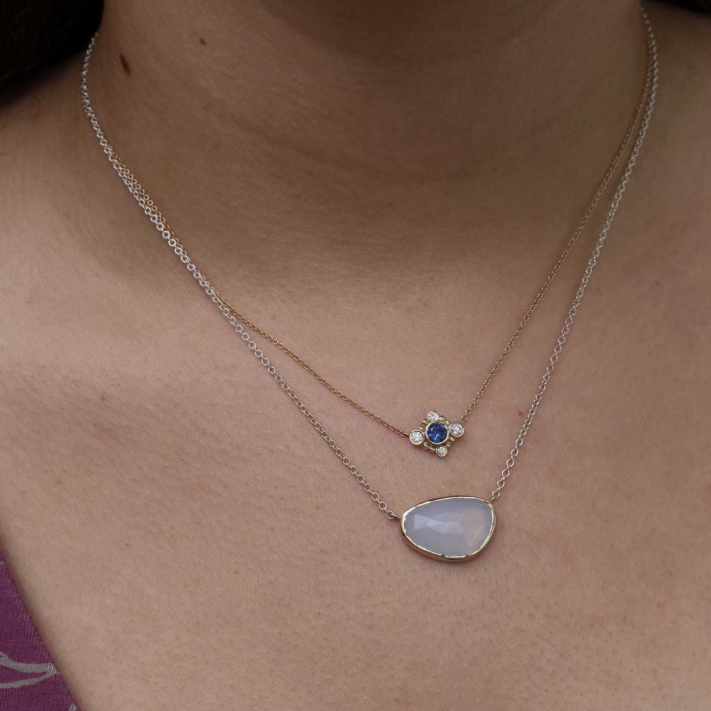 NKL 14k Andromeda Diamond and Blue Sapphire Necklace