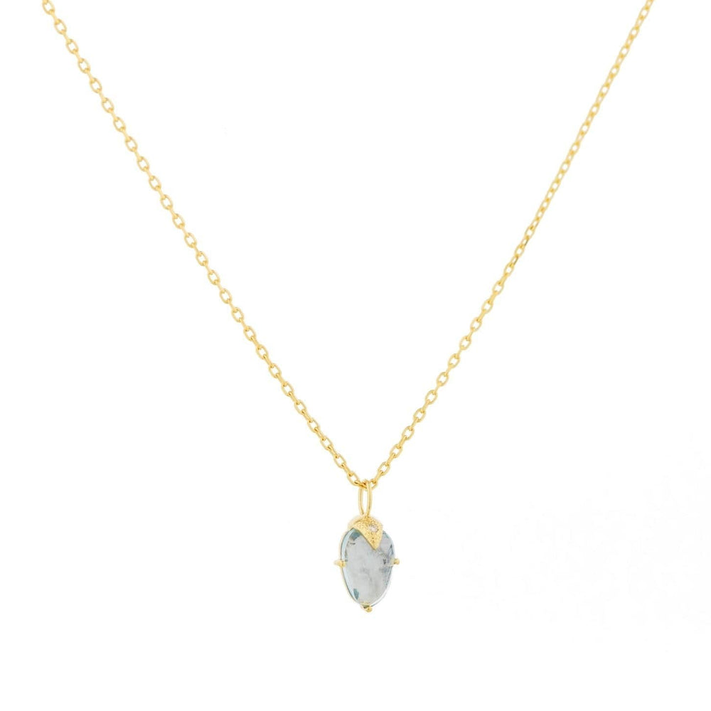 NKL-14K Aquamarine & Diamond Claw Necklace