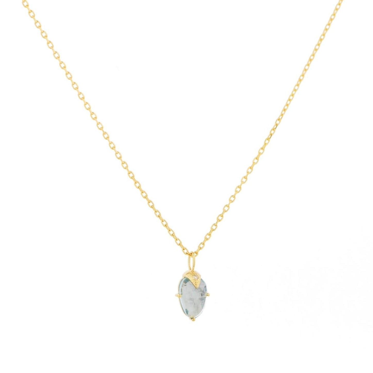 NKL-14K Aquamarine & Diamond Claw Necklace