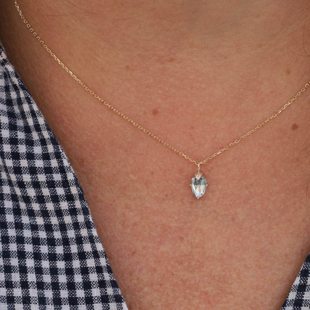 
                      
                        NKL-14K Aquamarine & Diamond Claw Necklace
                      
                    