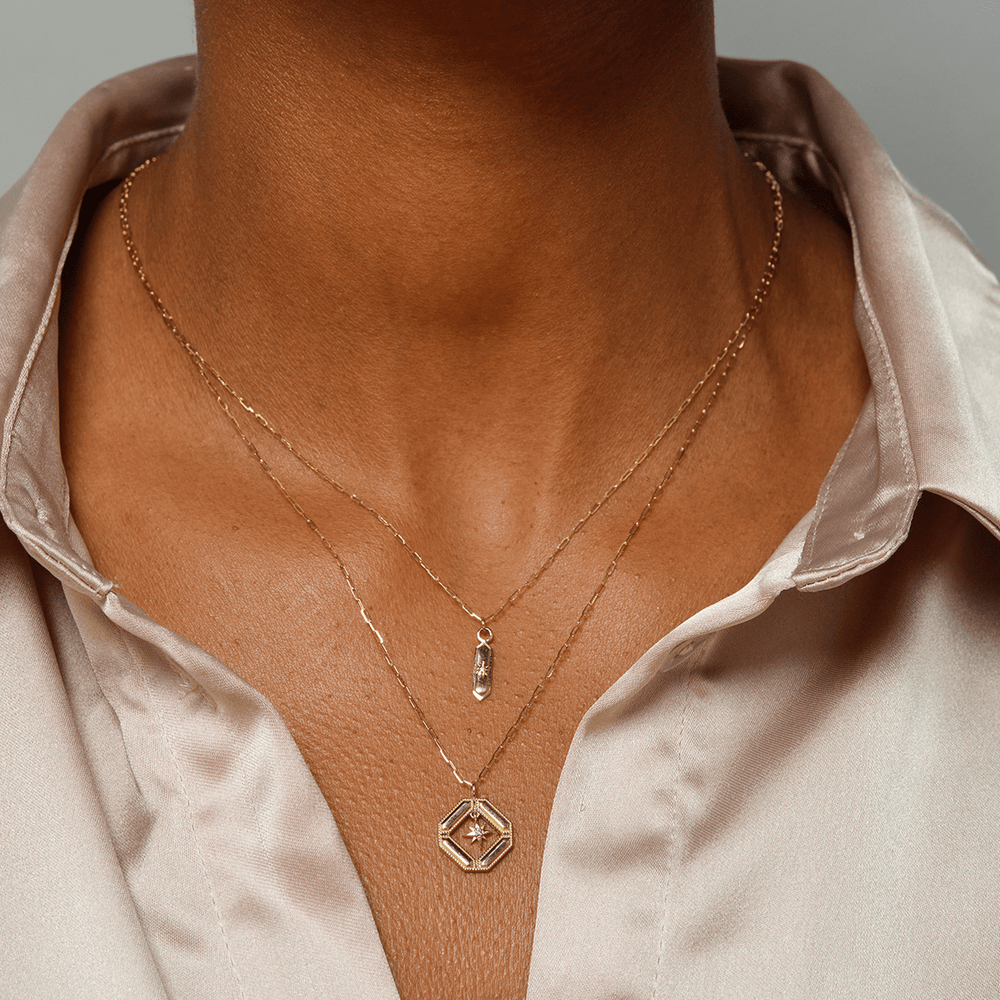 
                      
                        NKL-14K Astra Hexa Diamond Pendant Necklace
                      
                    