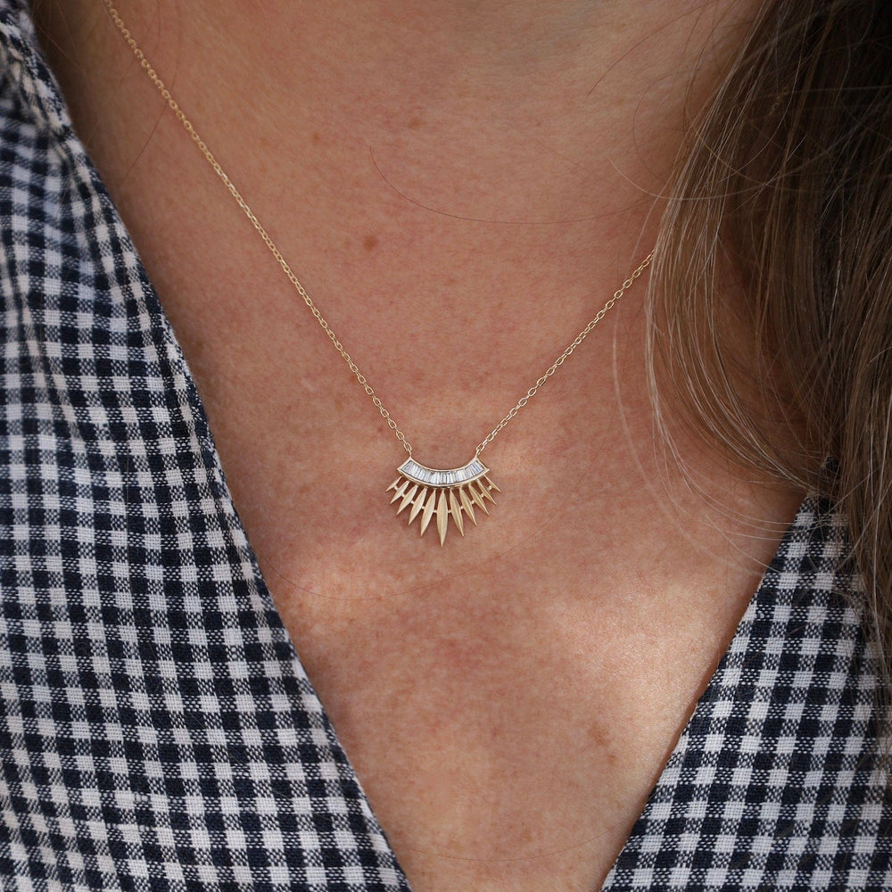 
                      
                        NKL-14K Baguette Diamonds Rising Sun Necklace
                      
                    