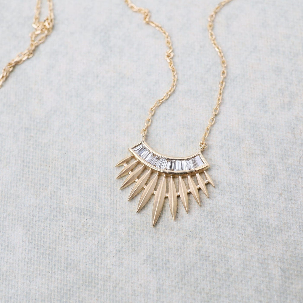 
                      
                        NKL-14K Baguette Diamonds Rising Sun Necklace
                      
                    