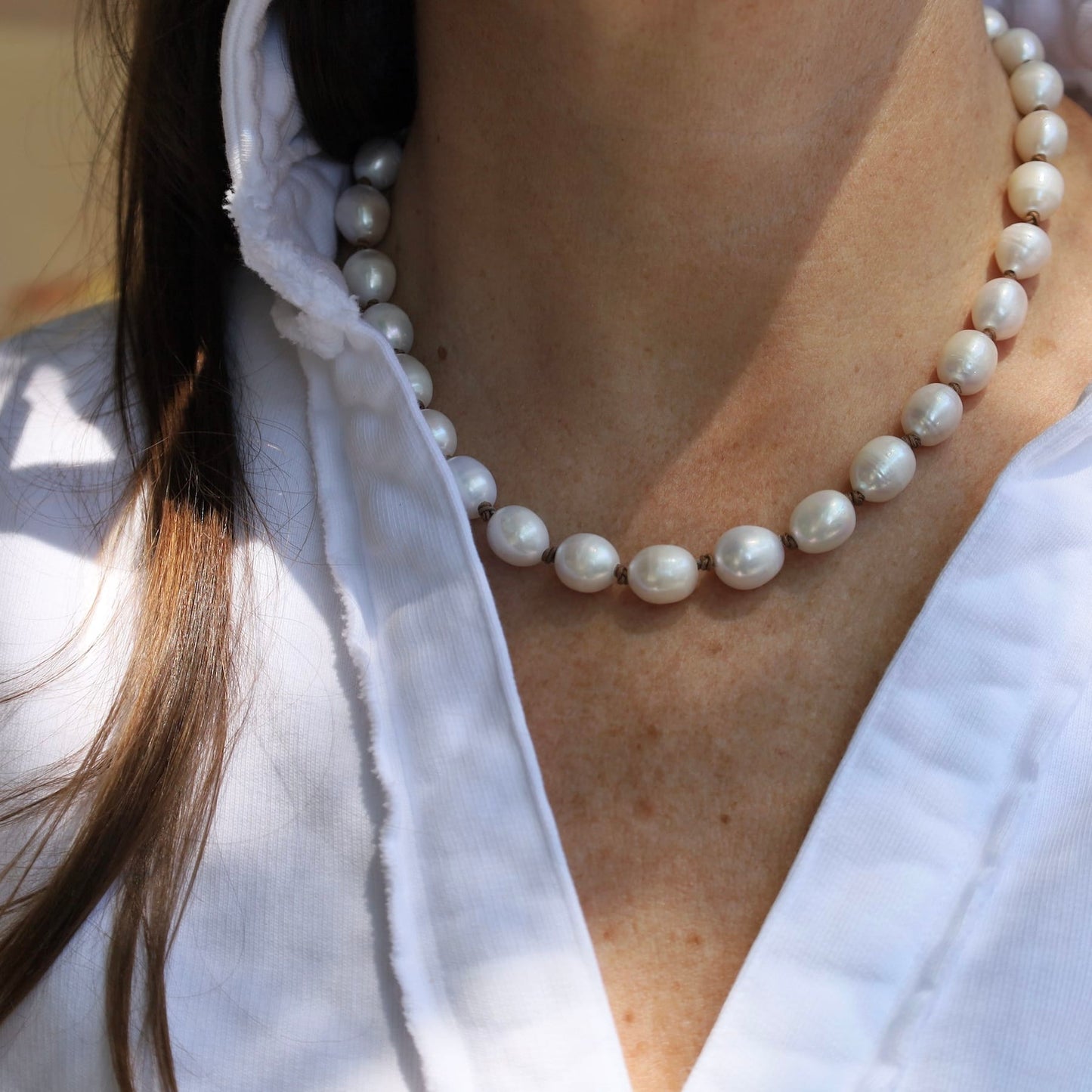 NKL-14K Baroque Pearl Knotted Cord Necklace