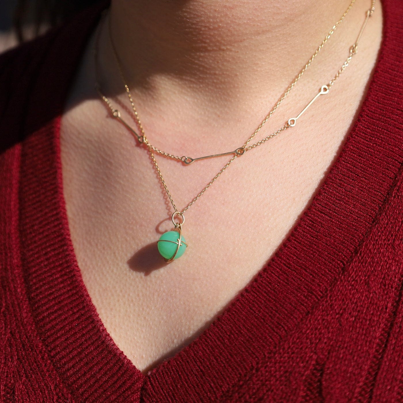 NKL-14K Captured Chrysoprase Orb