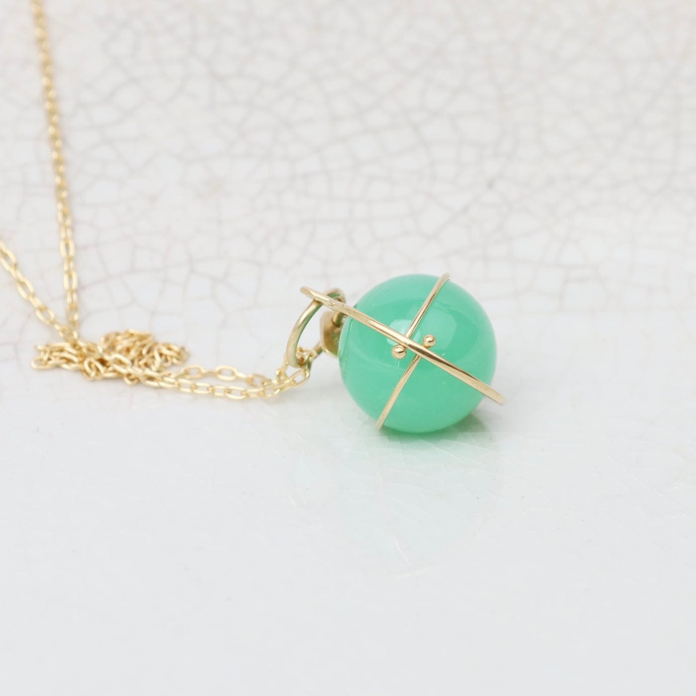 NKL-14K Captured Chrysoprase Orb
