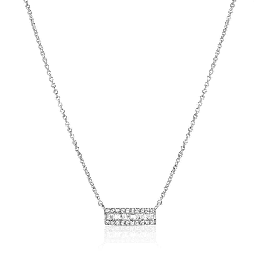 NKL-14K Channel Set Baguette Diamond Bar Necklace