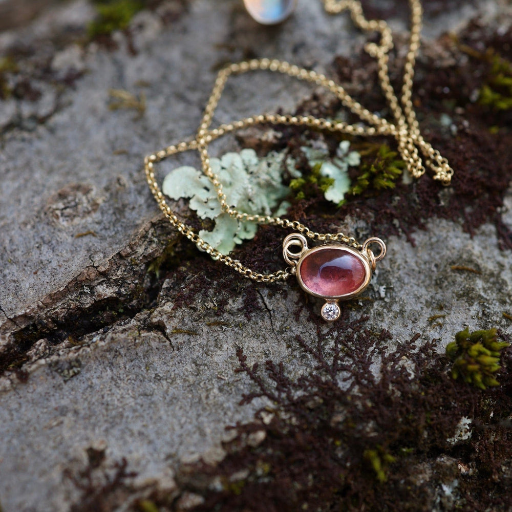 
                      
                        NKL-14K Cosmos Necklace with Pink Tourmaline & White Diamond
                      
                    