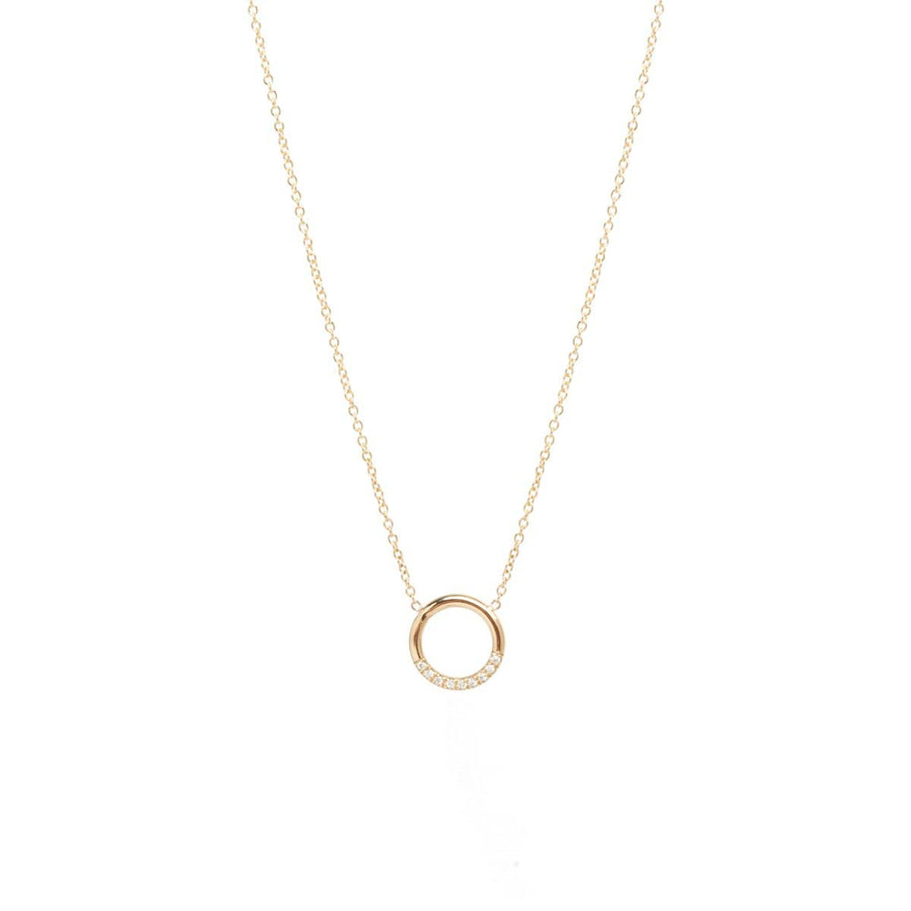 NKL-14K Diamond 14k Small Thick Circle Necklace