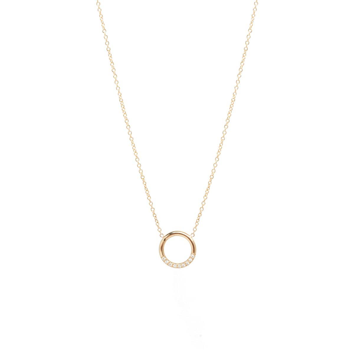 NKL-14K Diamond 14k Small Thick Circle Necklace