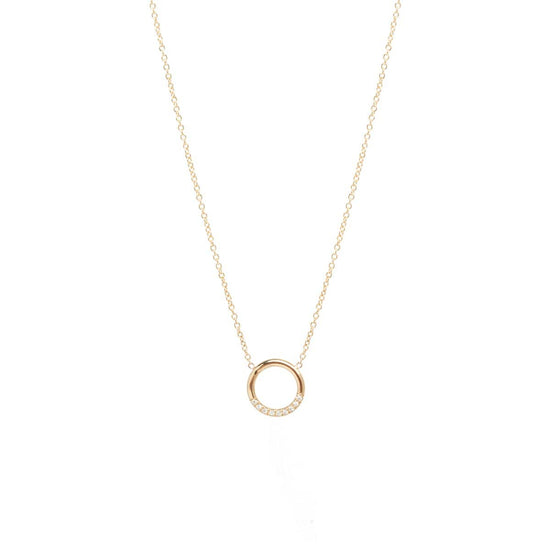 NKL-14K Diamond 14k Small Thick Circle Necklace