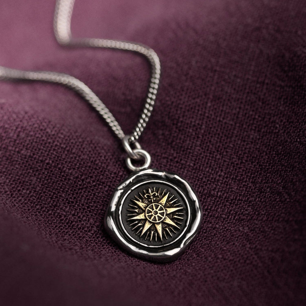 
                  
                    NKL-14K Direction 14K Gold On Silver Talisman Necklace
                  
                