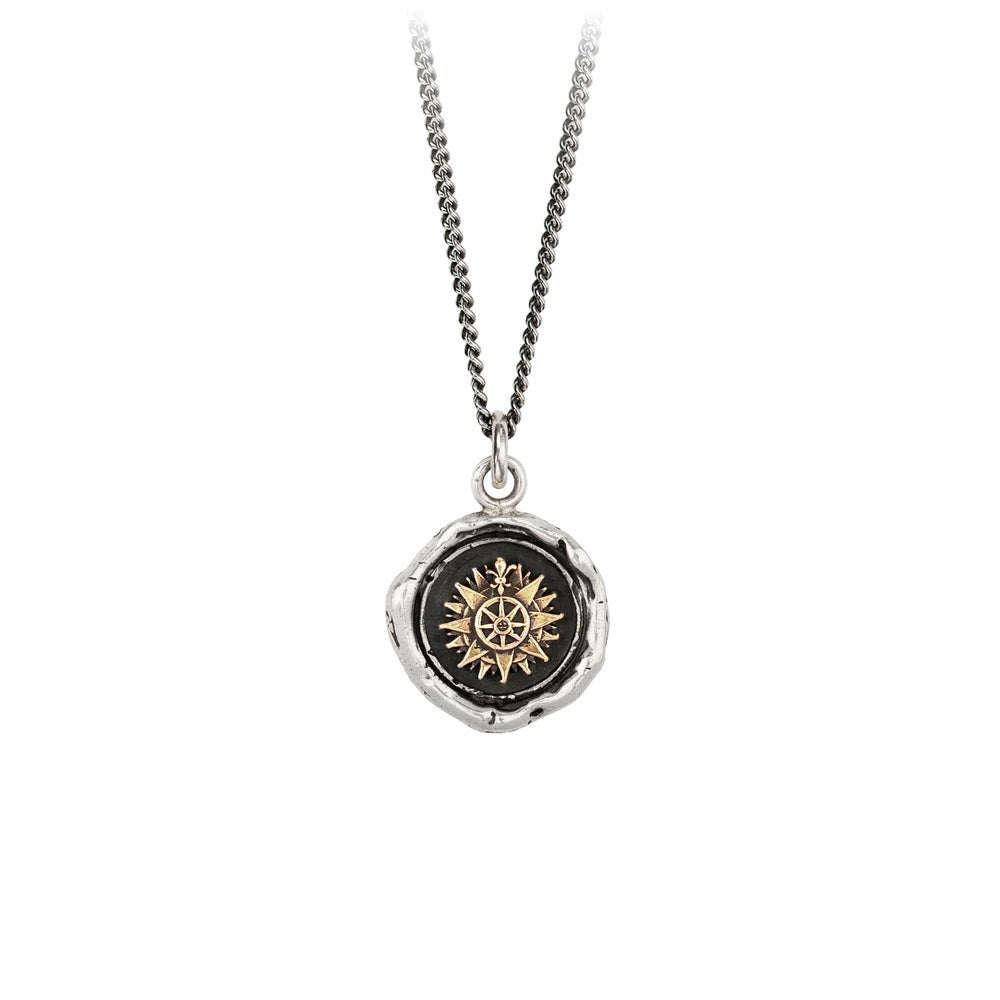 
                      
                        NKL-14K Direction 14K Gold On Silver Talisman Necklace
                      
                    