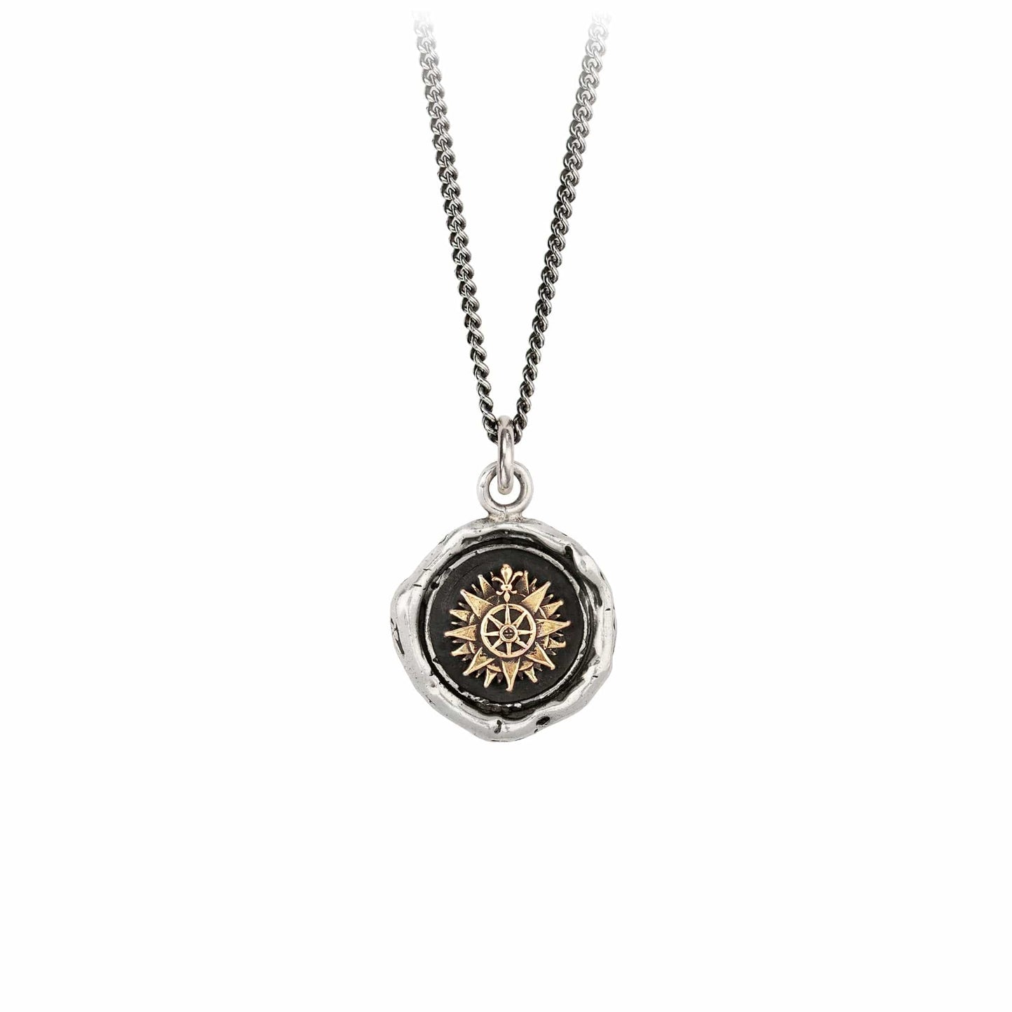 NKL-14K Direction 14K Gold On Silver Talisman Necklace