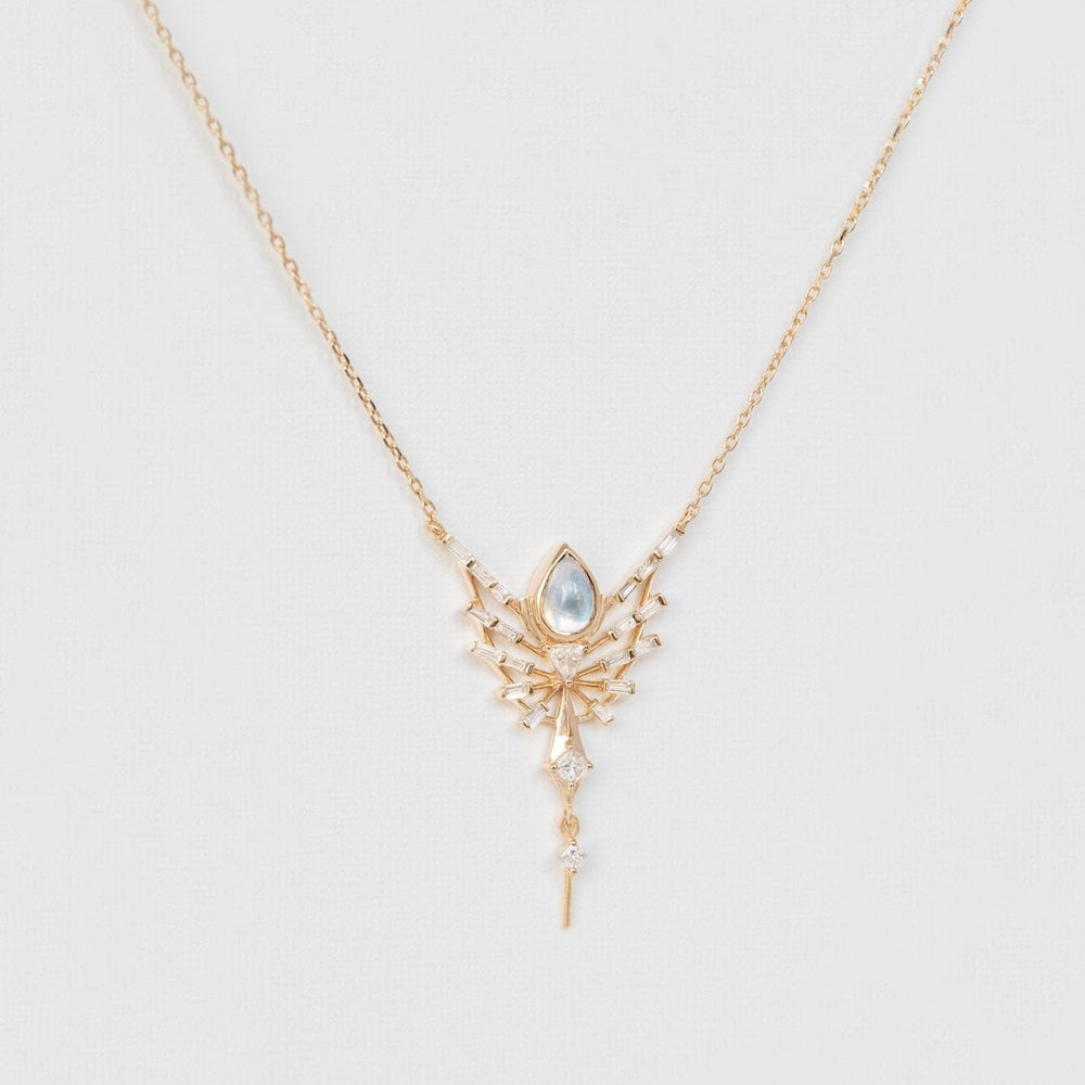 
                  
                    NKL-14K Dream Maker Pear Moonstone and Diamonds Phoenix Ne
                  
                