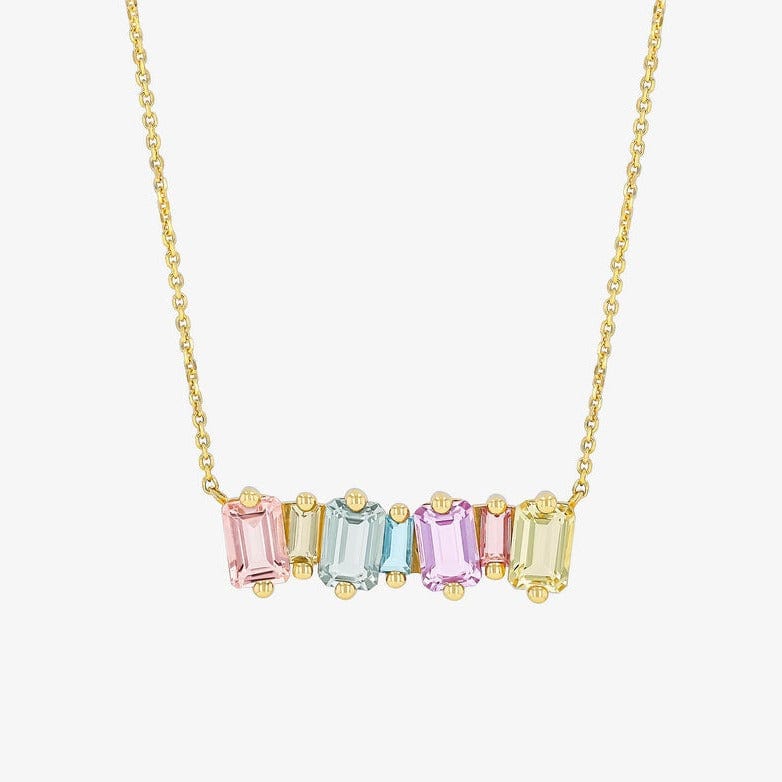 NKL-14K Emerald Cut Pastel Bar Pendant