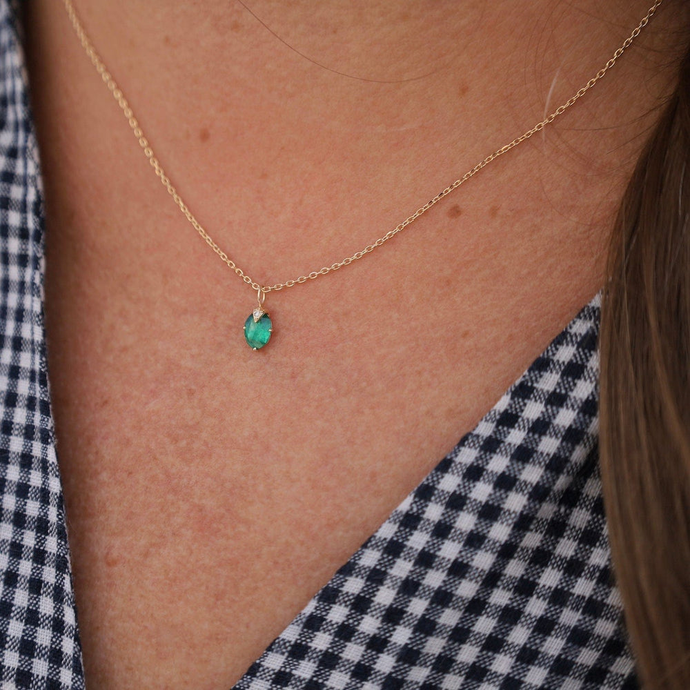 
                      
                        NKL-14K Emerald & Diamond Claw Necklace
                      
                    