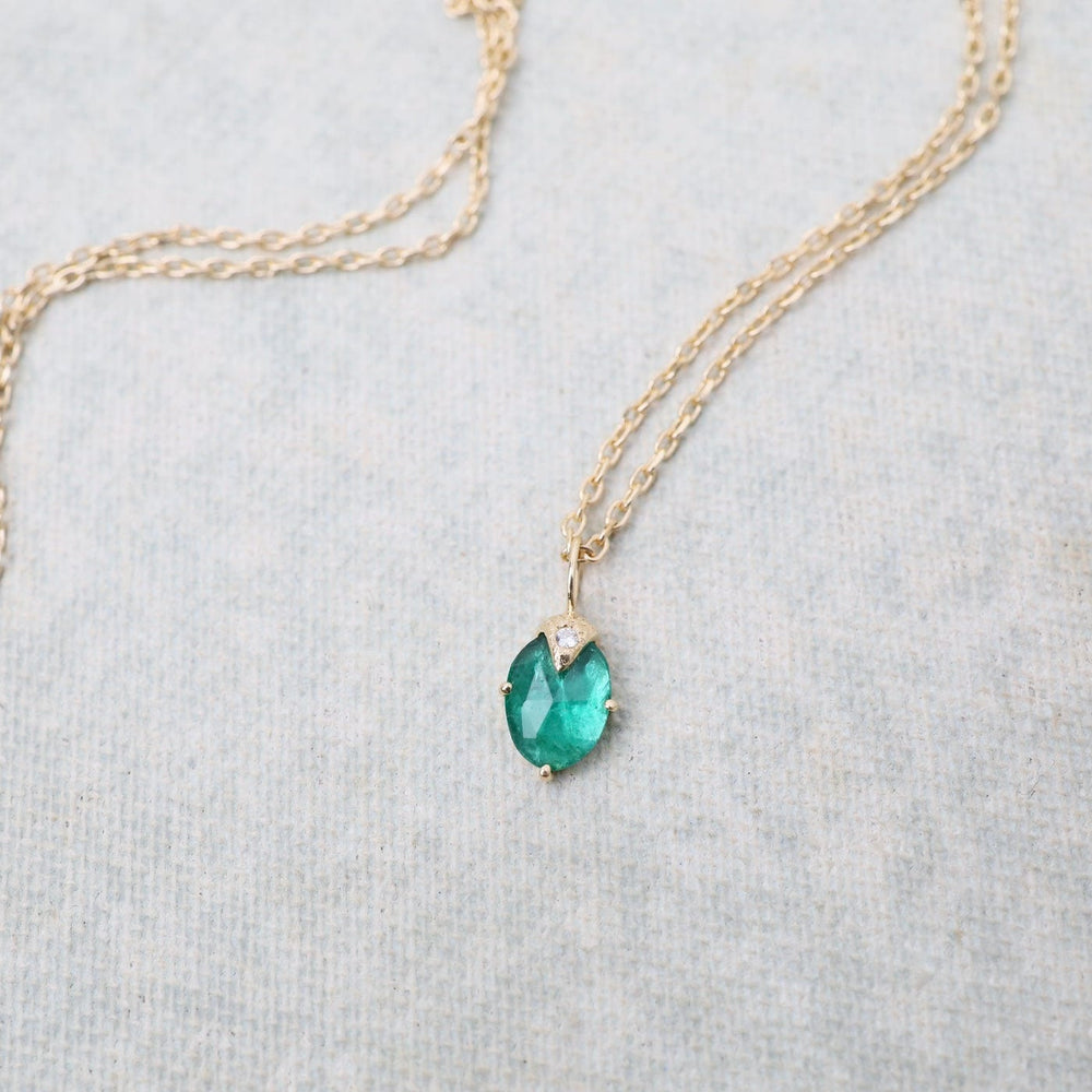 
                      
                        NKL-14K Emerald & Diamond Claw Necklace
                      
                    