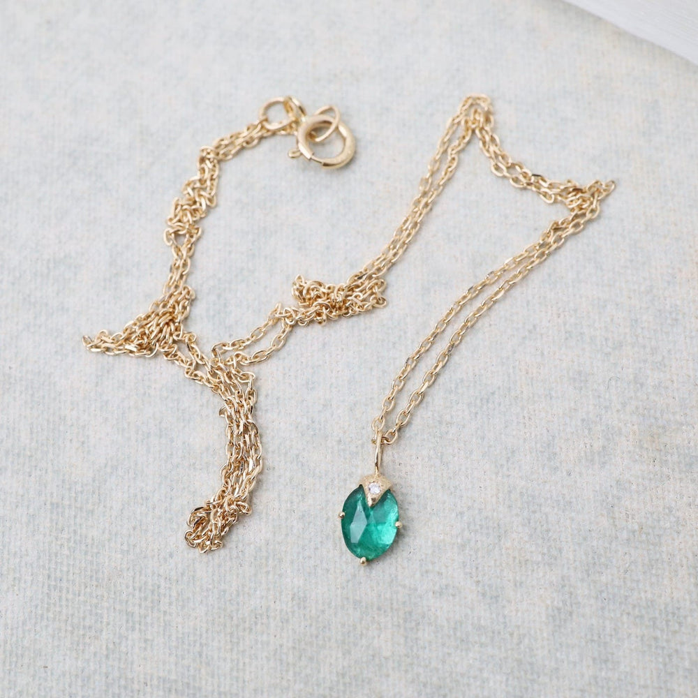 
                      
                        NKL-14K Emerald & Diamond Claw Necklace
                      
                    