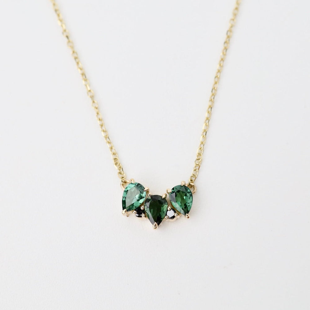 NKL-14K Evie Green Tourmaline Black Diamond Necklace