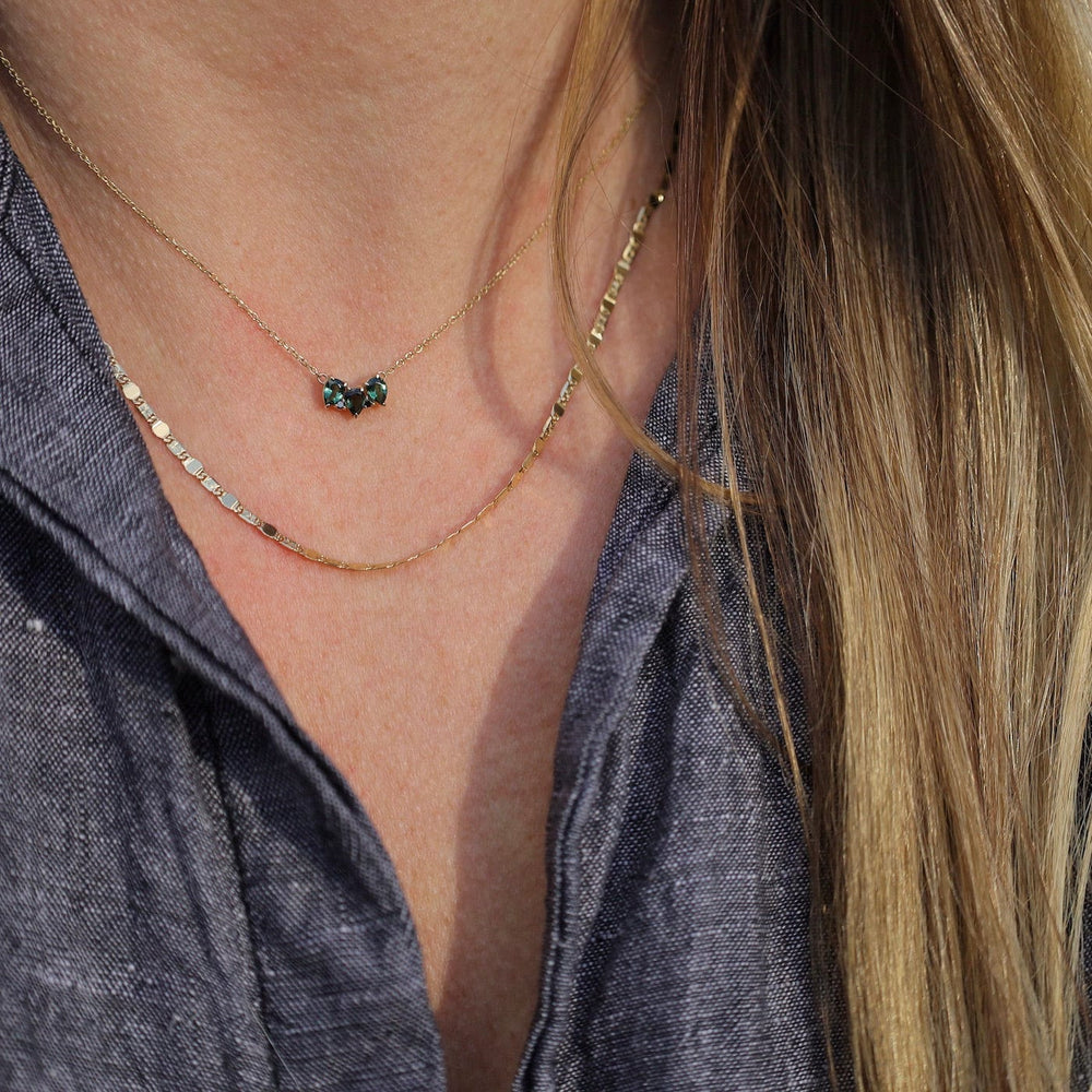 NKL-14K Evie Green Tourmaline Black Diamond Necklace