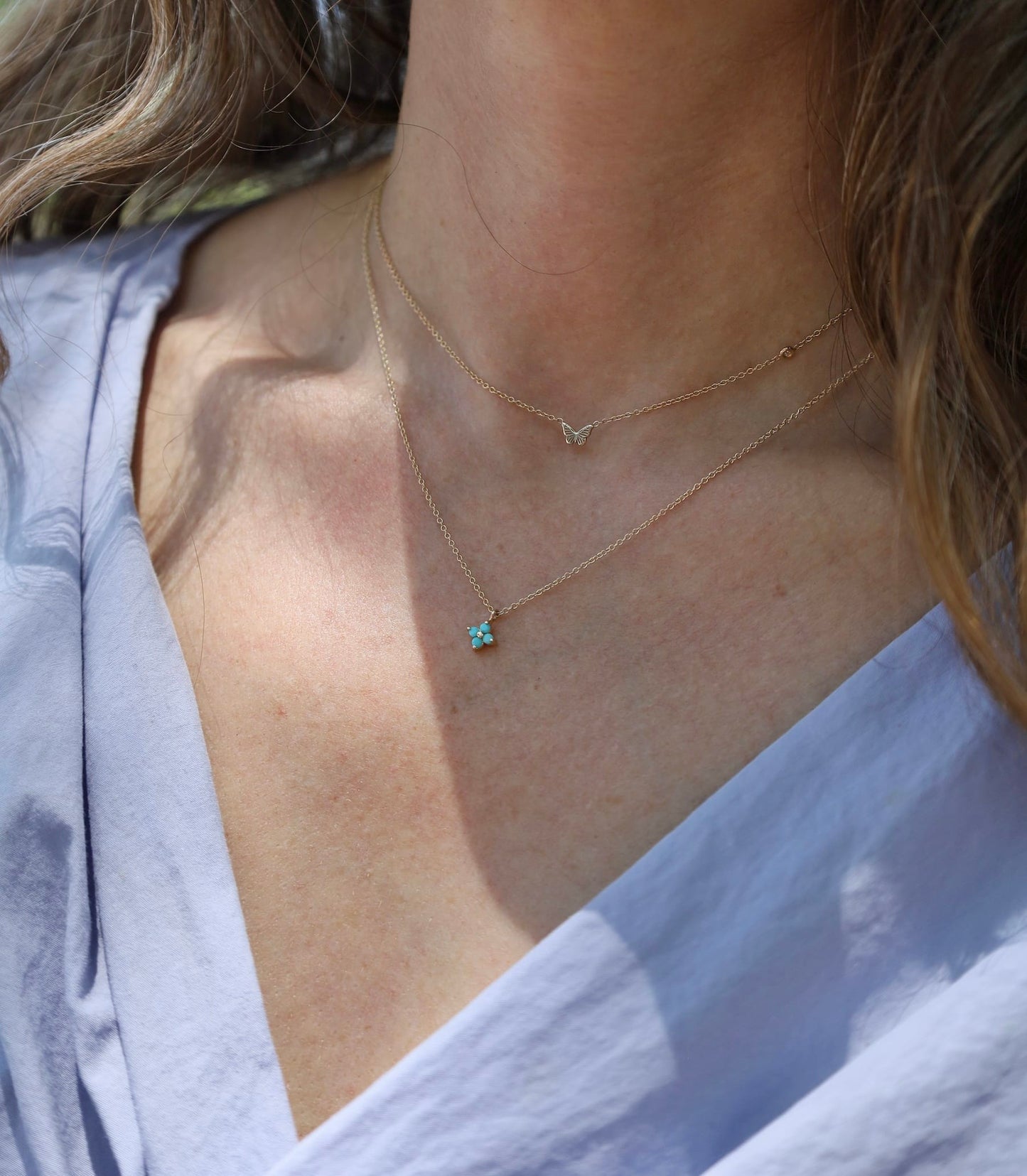 NKL 14K Gold Itty Bitty Centered Butterfly Necklace