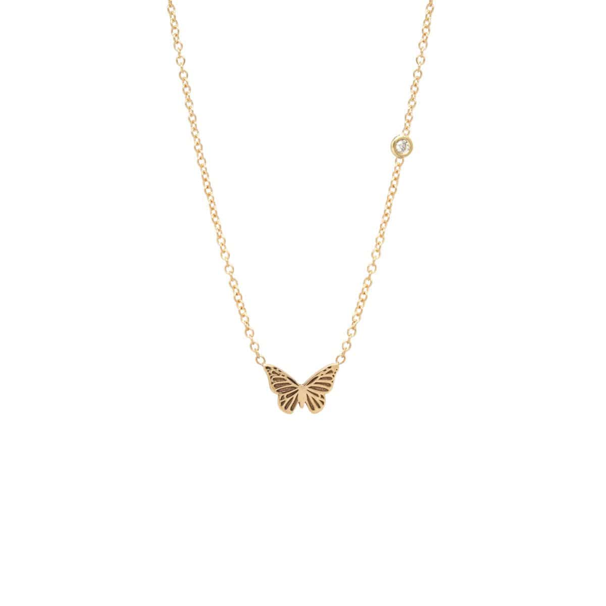 NKL 14K Gold Itty BItty Centered Butterfly Necklace