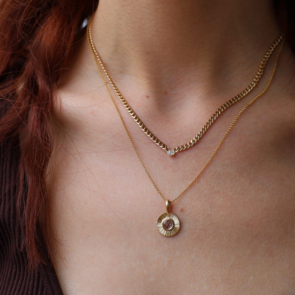 NKL-14K Gold Nova Necklace with Pastel Sapphire