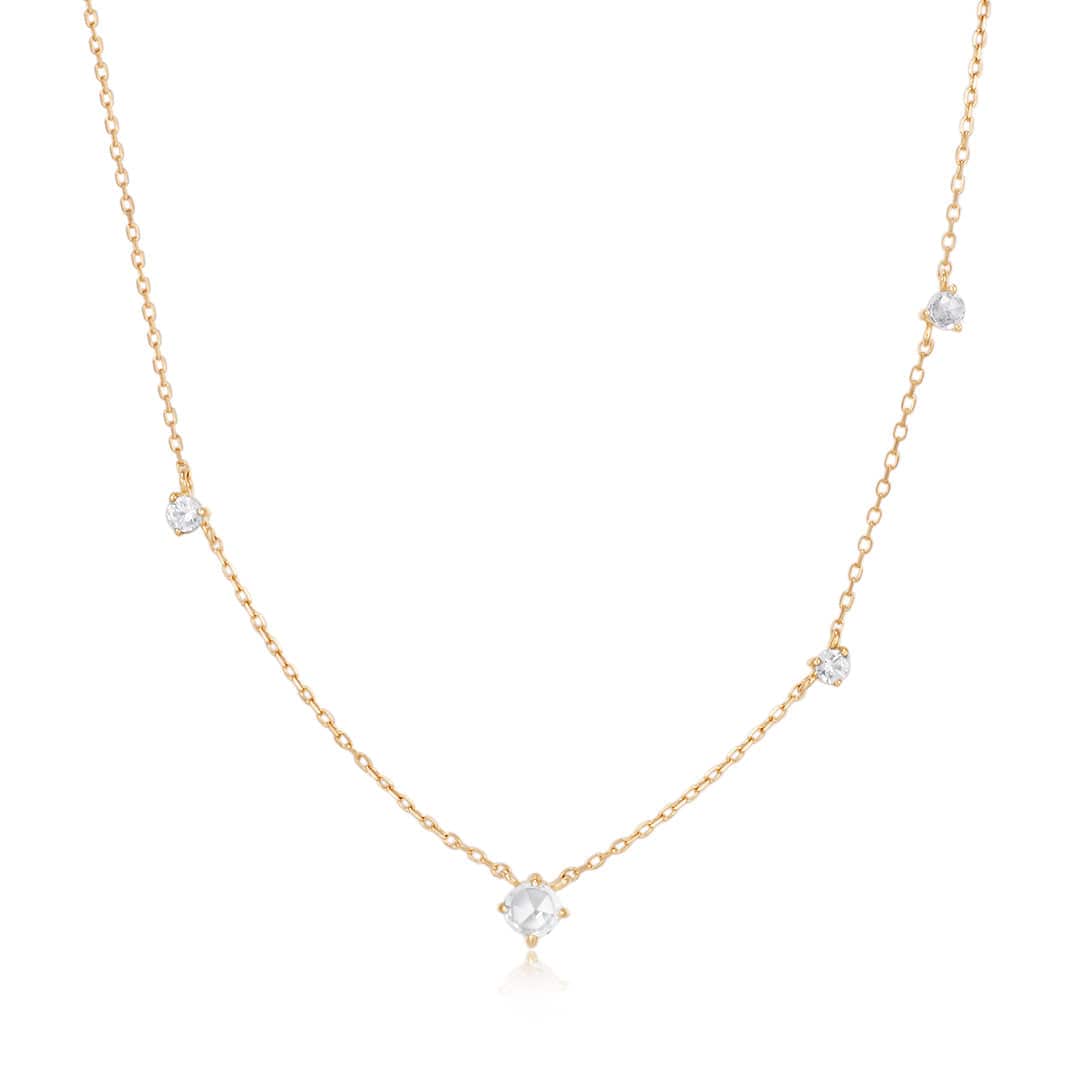 NKL-14K Gold White Sapphire Necklace