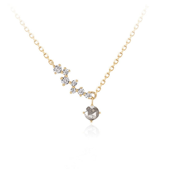 NKL-14K Grey Diamond & White Sapphire Constellation Necklace