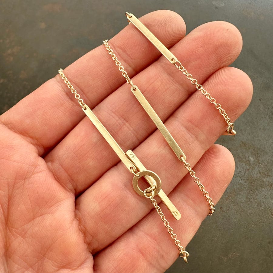 NKL-14K Hammered Bar Link and Cable Chain