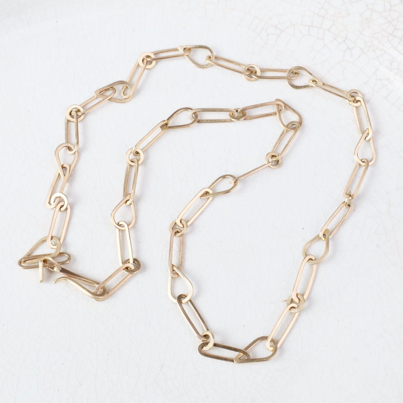 NKL-14K Hand Hammered Mixed Links Chain - 14k Gold