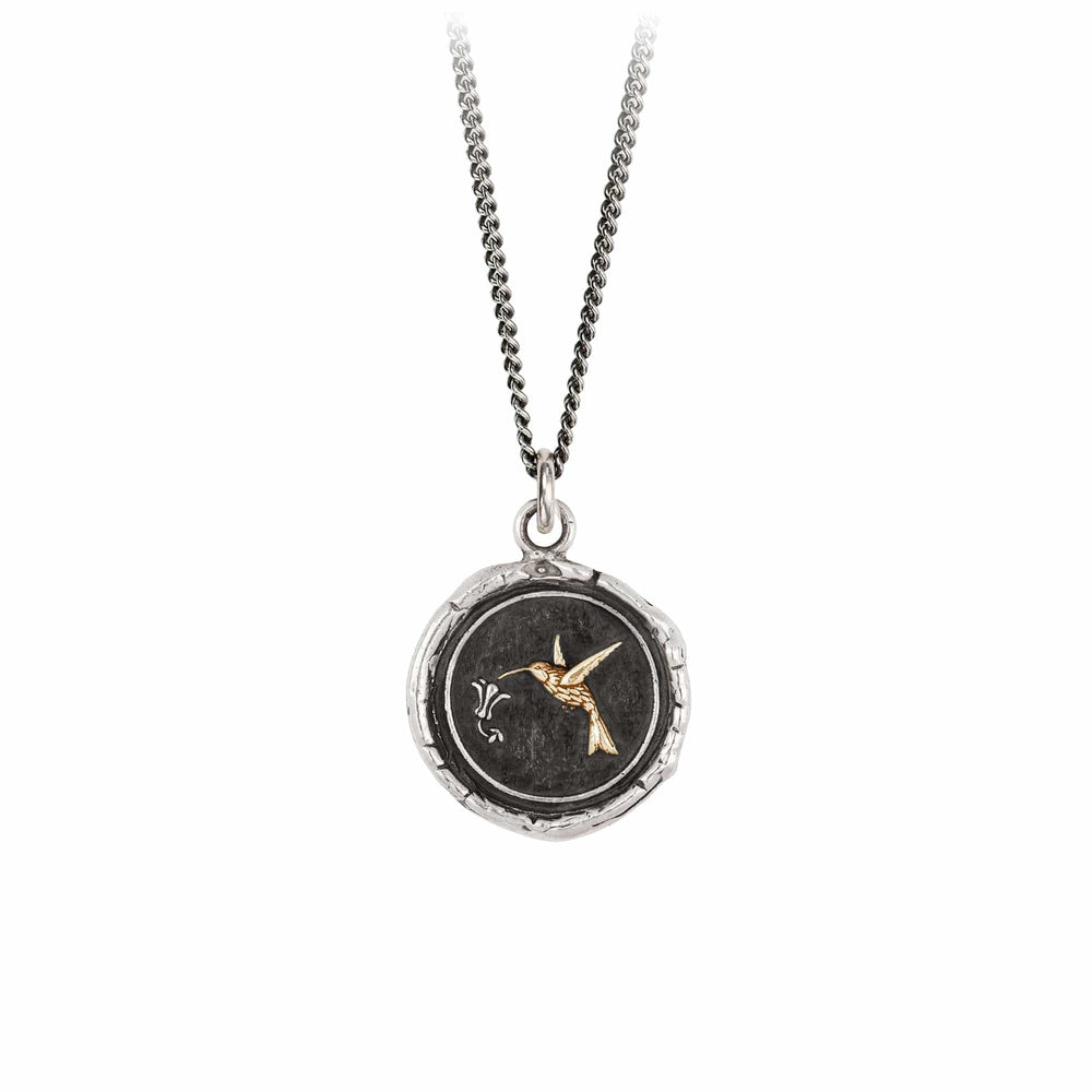 NKL-14K Hummingbird 14K Gold On Silver Talisman Necklace