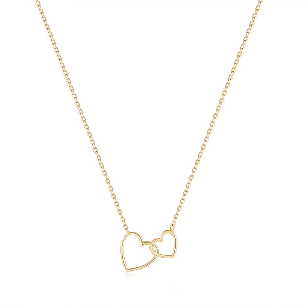 NKL-14K Juiette - Interlocked Open Hearts Necklace