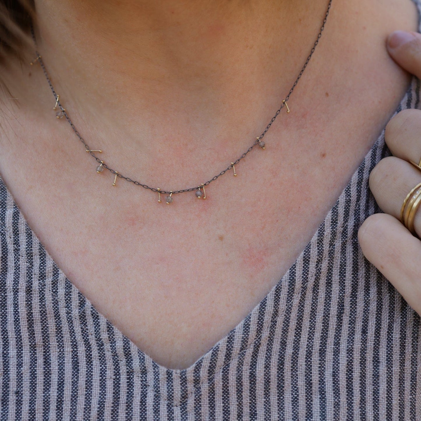 NKL-14K Labradorite Stone Strand Necklace