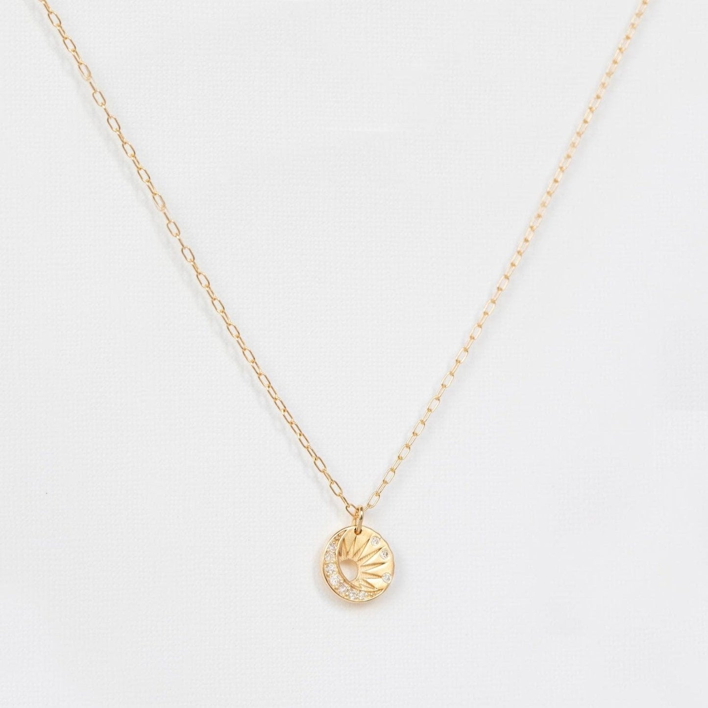 NKL-14K Little Sun & Moon Medal Necklace