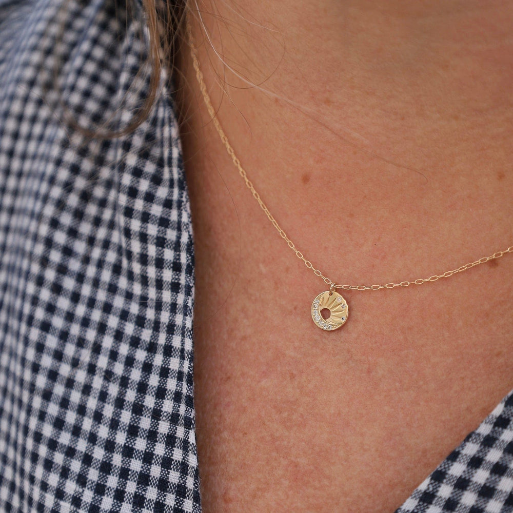 NKL-14K Little Sun & Moon Medal Necklace